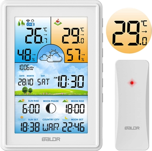 Bezprzewodowa stacja meteorologiczna BALDR z kolorowym wyświetlaczem