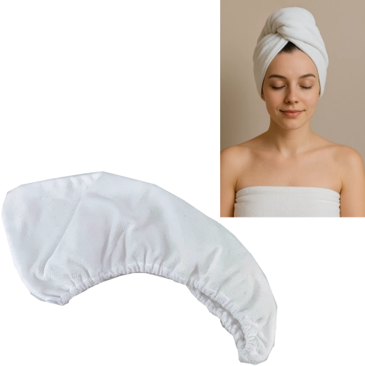 Turban z mikrofibry do szybkiego suszenia włosów 25 × 64 cm – różowy