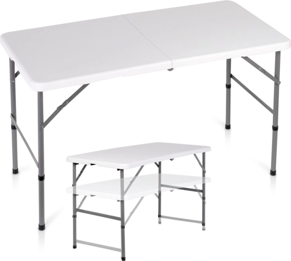 Składany stół cateringowy Vilde 2w1 biały 120 × 60 cm, wysokość 49/73,5 cm