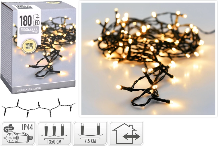 Świąteczne oświetlenie zewnętrzne 14 m, 180 LED, ciepła biel