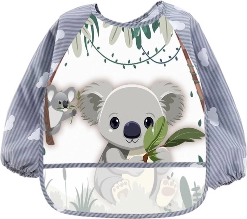 Dziecięcy wodoodporny śliniak z długimi rękawami KRUZZEL z kieszenią – koala