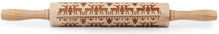 Drewniany wałek embossowany TORO z wzorem renifera 19 cm