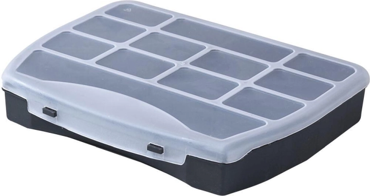 Organizer DOMINO 250 × 200 × 44 mm, czarny/przezroczysty