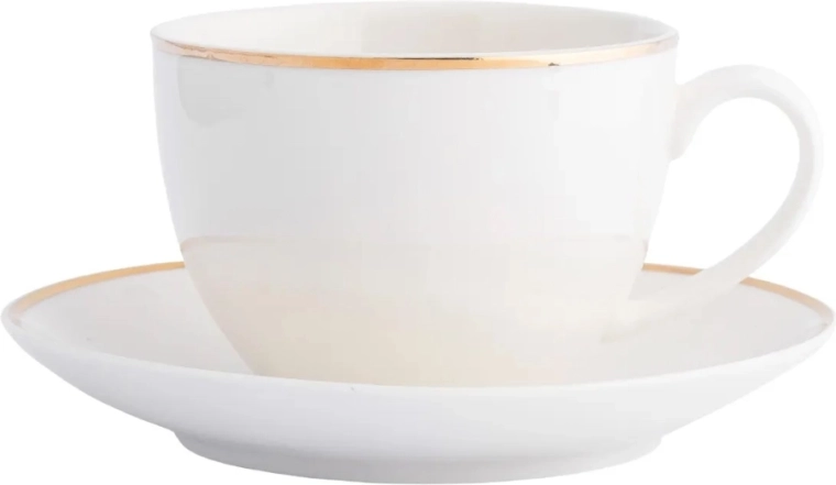 Bella złota linia – porcelanowa filiżanka ze spodkiem 270 ml