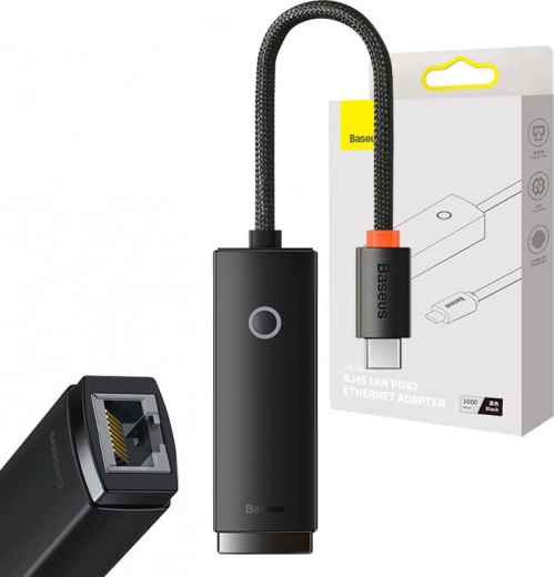 Adapter sieciowy Baseus Lite Series USB-C na RJ45 (czarny)