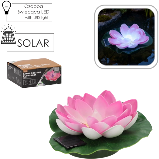 Solarna pływająca lilia RGB LED 18 × 18 × 6 cm