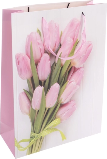 Papierowa torba prezentowa z motywem tulipanów 44 × 12 × 32 cm