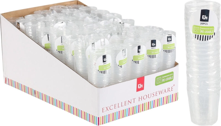 Plastowe kieliszki 30 ml, przezroczyste, 20 szt.