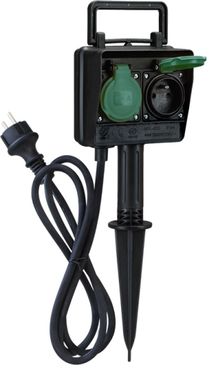Solight słupek ogrodowy IP44 z 2 gniazdami i gumowym kablem 1,5 m