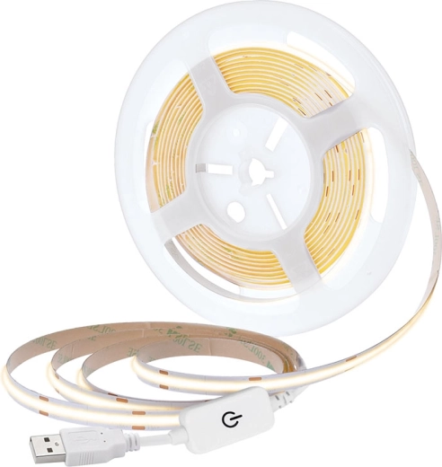 Solight taśma LED COB 5 m ciepła biel 3000 K USB z wyłącznikiem 8 mm