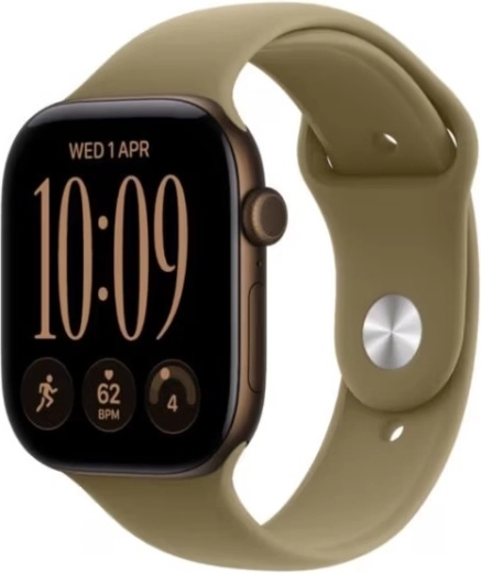 Apple Watch Series 12 GPS + Cellular 42 mm z brązową aluminiową kopertą i oliwkowym sportowym paskiem M/L