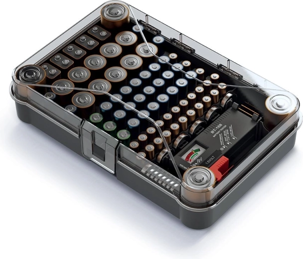 Przejrzyste przechowywanie wszystkich typów baterii