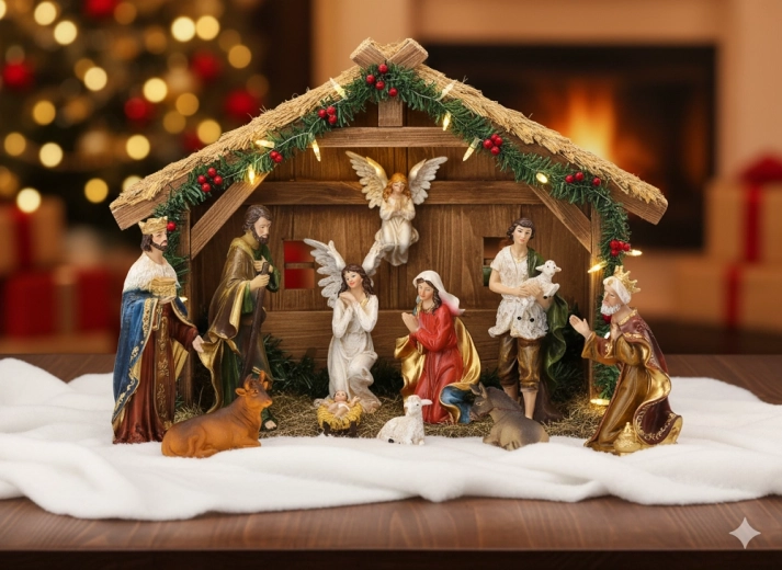 Zestaw bożonarodzeniowych figurek do szopki 11 szt., wysokość do 21 cm