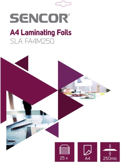 Folie do laminowania Sencor A4, 250 mikronów, 25 sztuk