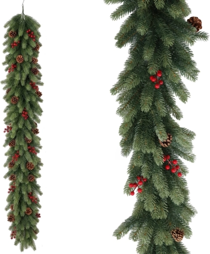 Świąteczna girlanda z żurawiną i szyszkami 200 cm