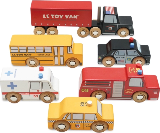 Drewniane pojazdy Nowy Jork Le Toy Van – 6 szt.
