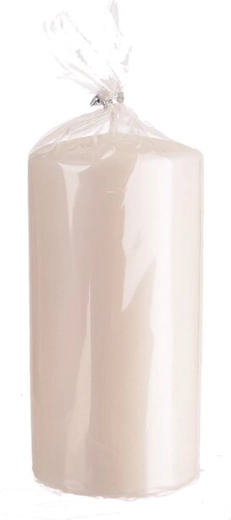 Świeca walec różowe złoto, błyszcząca 14 cm