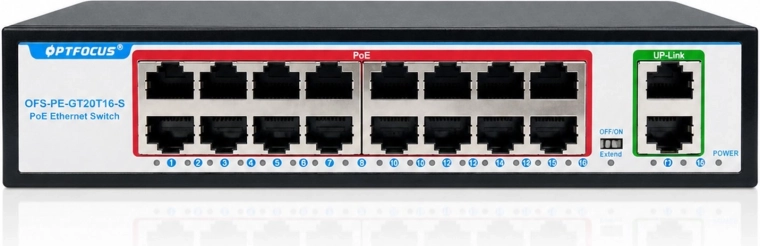 Gigabitowy switch PoE Renew Force 16× PoE + 2× uplink