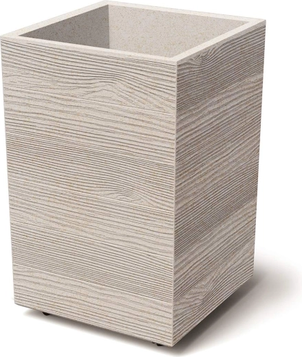Plastowa donica Madera Square Eco Wood 38,5 × 38,5 × 37 cm – biały eko dekor drewna