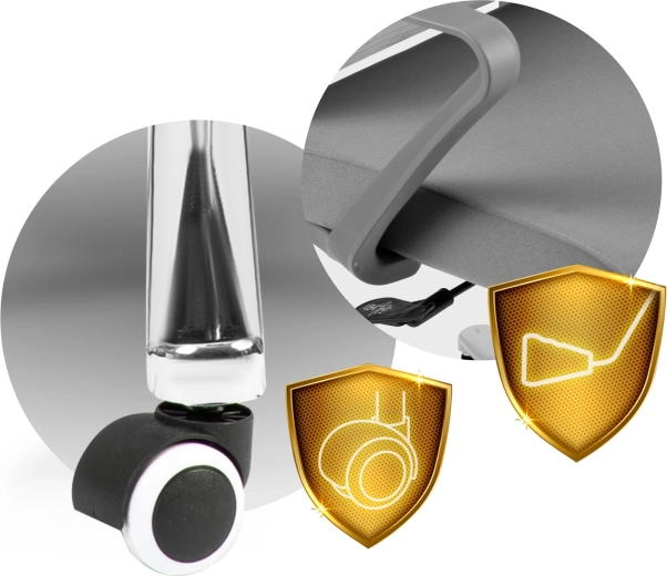 Stabilna podstawa i ciche kółka