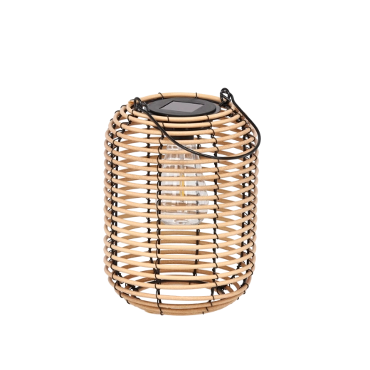 Beżowy metalowy lampion solarny 24 cm