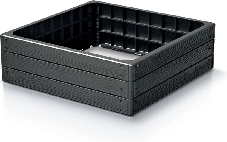 Podwyższona grządka z plastiku BASE WOODY, antracyt