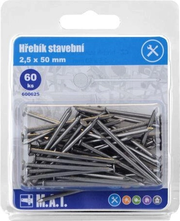 Gwoździe budowlane 50 × 2,5 mm, 60 szt.