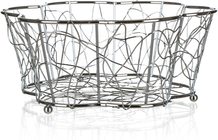 Druciany koszyk na owoce VANITY, chrom, 24 × 10 cm