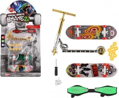 Zestaw finger skateboardów i hulajnogi z elementami na śrubki