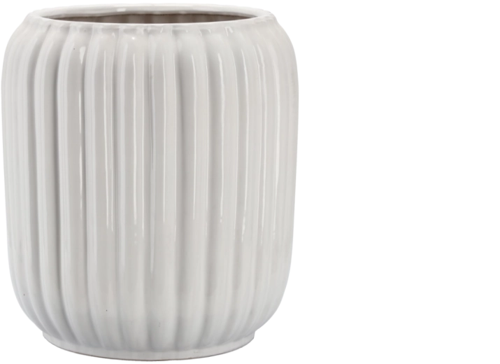 Ceramiczna osłonka na doniczkę z wypukłym wzorem 28 × 28 × 40,5 cm, biała