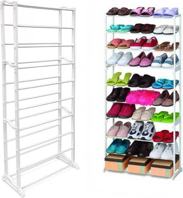Metalowy stojak na buty na 30 par, regał szafkowy z 10 półkami