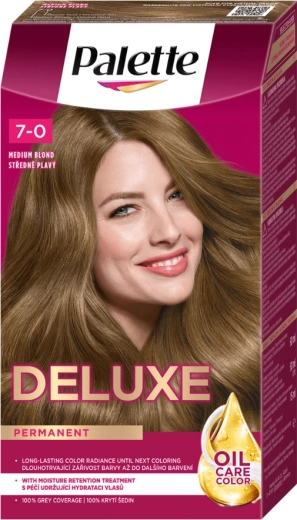 Palette Deluxe 7-0 średni blond, trwała farba do włosów 50 ml