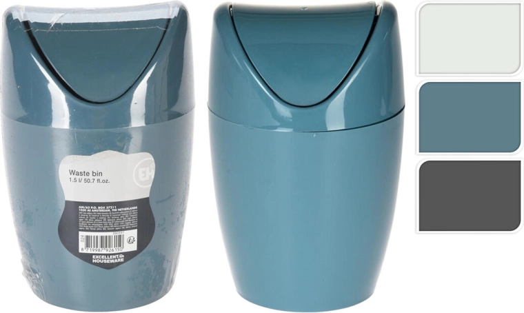 Stolikowy kosz na śmieci z klapką 1,5 l, plastikowy, okrągły