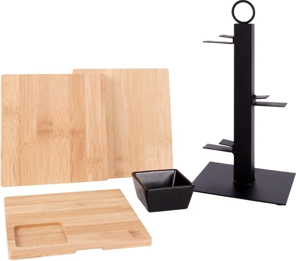 Bambusowe tace i miseczka na dipy w zestawie