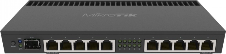 Wydajny router MikroTik z 10 portami gigabitowymi i SFP+