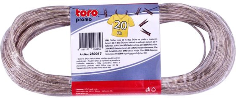 Sznur do prania z linką stalową Toro 20 m