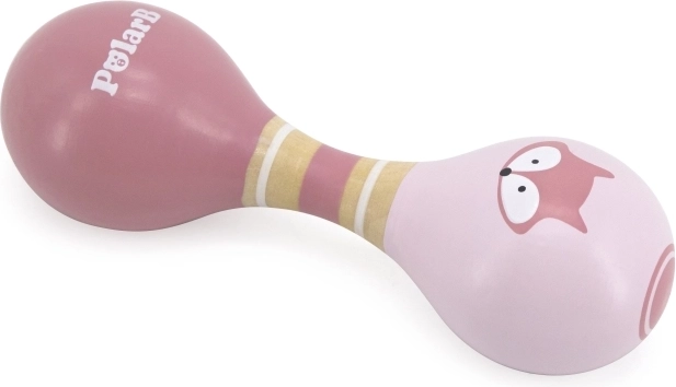 Drewniana dwustronna grzechotka (marakas) z lisiczką Polar B