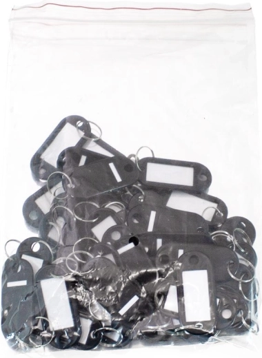 48 etykietowanych breloków do kluczy