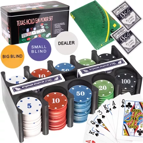 Zestaw pokerowy w metalowej puszce 200 żetonów MALATEC