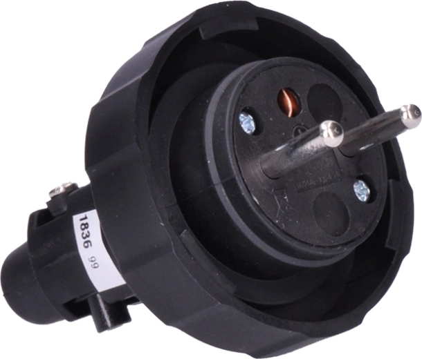 Solight gumowa wtyczka do wilgotnych i zapylonych miejsc IP65, prosta, czarna