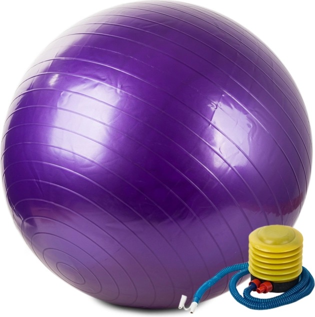 piłka gimnastyczna 65 cm z pompką, fioletowa