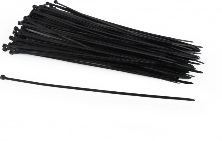 Czarne nylonowe opaski zaciskowe 25 cm × 3,6 mm - 100 szt.