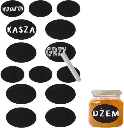 Samoprzylepne etykiety kredowe na słoiki ze sztuką kredy - 14 szt.