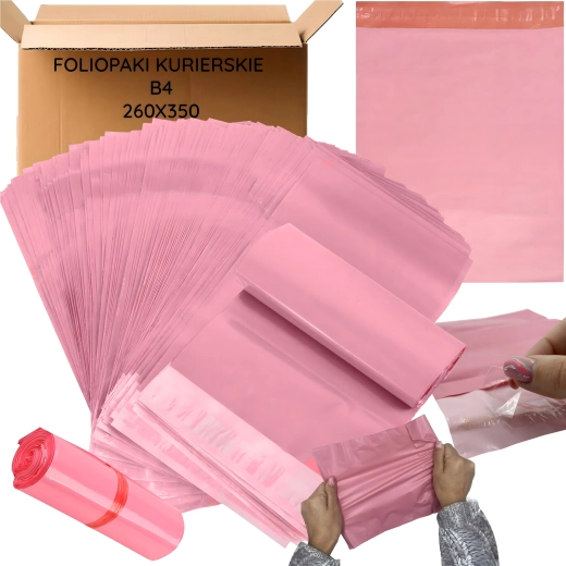 Różowe koperty kurierskie B4 260 × 350 mm, 50 szt. – Rozmiar 260 × 350 mm