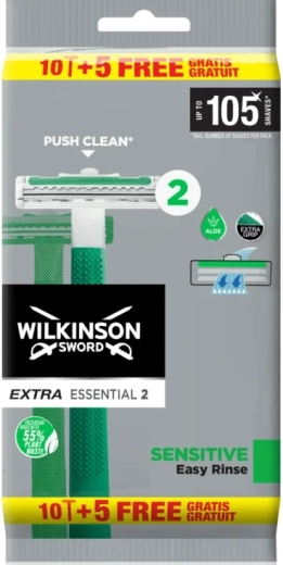 Wilkinson Extra Essential 2 Sensitive jednorazowa maszynka do golenia 15 szt.
