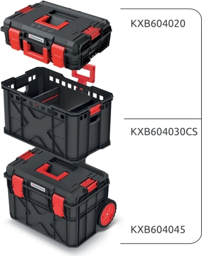 Zestaw skrzyń na narzędzia i organizerów X BLOCK PRO, 546 × 380 × 970 mm, czarny