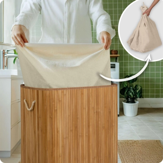 Wyjmowany bawełniany worek – podnieś, zawiąż i pierz