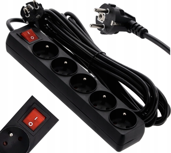 Pięć gniazd Schuko dla wielu urządzeń