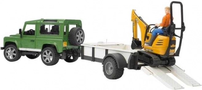 Zestaw do zabawy Bruder SUV i minikoparka gąsienicowa JCB z przyczepą