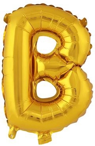 Balon foliowy litera B 30 cm złoty